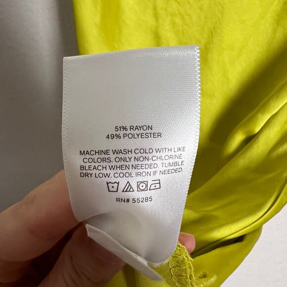 Express Satin Cowl Neck Midi Slip Dress in Lime Green Size Small - Picture 13 of 13